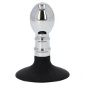 Korek analny Plug Pleasure Sphere z przyssawką, aluminium, 8,3 cm, czarny/srebrny