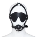 Uprząż na twarz z maską na oczy i kneblem Total Head Harness, czarna