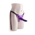 Regulowana uprząż strap-on z realistycznym dildo, fioletowa 14 cm, silikonowa