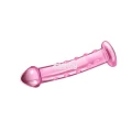 Szklane dildo 7.5 cala w romantycznym różu - ergonomiczne, bezpieczne, z funkcją temperatury