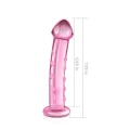 Szklane dildo 7.5 cala w romantycznym różu - ergonomiczne, bezpieczne, z funkcją temperatury