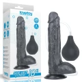 Dildo o długości 25,4 cm z funkcją squirting, czarne, z przyssawką, PVC