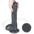 Dildo o długości 25,4 cm z funkcją squirting, czarne, z przyssawką, PVC