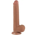 Dildo 9'' z realistycznego TPE, podwójna gęstość, brązowe, przyssawka