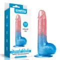Realistyczne dildo 7.5'' z przyssawką, żyłkowane, z TPE, kolor olśniewający