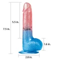 Realistyczne dildo 7.5'' z przyssawką, żyłkowane, z TPE, kolor olśniewający
