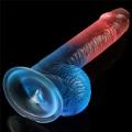 Realistyczne dildo 7.5'' z przyssawką, żyłkowane, z TPE, kolor olśniewający