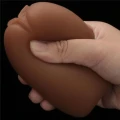 Dwustronny masturbator z realistycznym anusem i pochwą, TPE, brązowy, 10,3 cm