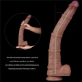 Dildo silikonowe 16'' z podwójną warstwą, elastyczne XXL, wibrujące, naturalny dotyk