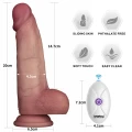 Dwuwarstwowe silikonowe dildo wibracyjne 20 cm z pilotem, wodoodporne, 10 trybów wibracji