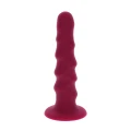 Karbowany dildo silikonowe 16 cm, czerwień, z przyssawką i kompatybilnością strap-on