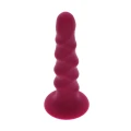 Karbowany dildo silikonowe 16 cm, czerwień, z przyssawką i kompatybilnością strap-on