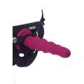 Karbowany dildo silikonowe 16 cm, czerwień, z przyssawką i kompatybilnością strap-on