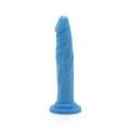 Dildo realistyczny 19 cm, niebieski, z przyssawką, PVC wolne od ftalanów