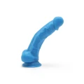 Realistyczne dildo 19 cm z kulkami w kolorze niebieskim, PVC wolny od ftalanów