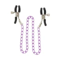 Zaciski na sutki z regulowanym metalowym łańcuszkiem, długość 50 cm, z miękką gumą
