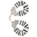 Kajdanki intymne Furry Fun z faux fur w wielokolorze, regulowane, metalowe