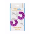 Kajdanki Furry Fun Cuffs Purple z metalowymi detalami i sztucznym futrem, regulowane