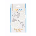 Kajdanki erotyczne z futerkiem, regulowane, metalowe, białe Furry Fun Cuffs