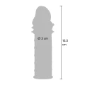 Nasadka powiększająca na penisa, transparentna, TPE, 15,5 cm, stymulacja wypustkami