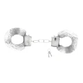 Futrzane kajdanki do bondage LOVE CUFFS w kolorze białym - eleganckie i regulowane
