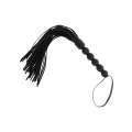 Flogger BDSM z koralikami, czarny, skórzany, długość 57 cm, od EXTREME by HIDDEN DESIRE