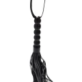 Flogger BDSM z koralikami, czarny, skórzany, długość 57 cm, od EXTREME by HIDDEN DESIRE