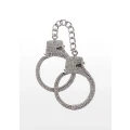 Regulowane kajdanki BDSM z kryształkami, srebrne platerowane, stylowy zestaw z kluczykami