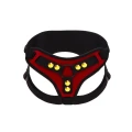 Uprząż strap-on deluxe w kolorze czerwonym, z regulowanymi paskami i wsparciem pleców