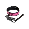 Obroża BDSM z smyczą SINFUL COLLAR PINK, regulowana, wodoodporna, vinyl/neopren