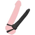 Podwójny penetrator analny z silikonowymi pętlami, czarny 15,5 cm