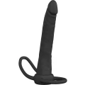 Podwójny penetrator analny z silikonowymi pętlami, czarny 15,5 cm