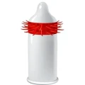 Prezerwatywy Egzo Hot Red z wypustkami, lateksowe, długość 18-19 cm, innowacyjne doznania.