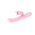 Wibrator królik 2 w 1 USB, silikonowy, różowy, 20 trybów, długość 23 cm