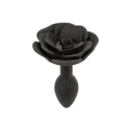 Wtyczka analna silikonowa w kształcie róży, czarna, mała, wodoodporna