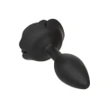 Korek analny silikonowy w kształcie róży, duży, czarny, wodoodporny