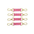 Zestaw do bondage'u w różowej ekoskórze z metalowymi akcentami, długość 32 cm