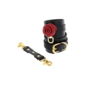 Kajdanki na kostki TABOOM Wild Roses z prawdziwą skórzaną różą, czarne, 34 cm