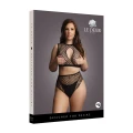 Zmysłowy komplet bielizny typu bra i figi z siateczki - Plus Size