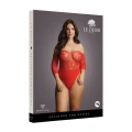 Crotchless Teddy z Cyrkoniami - Plus Size, Koronkowa Góry, 92% Nylon, 8% Spandex