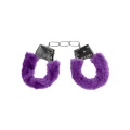Kajdanki dla początkujących z futerkiem w kolorze fioletowym, elegancki design, komfortowe użycie