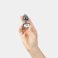metalowy korek analny z serduszkową podstawą i przezroczystym kryształem, 62g, 2,8cm