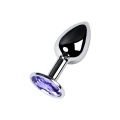 Silver anal plug with gem, blue