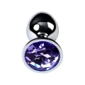Silver anal plug with gem, blue