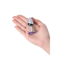 Silver anal plug with gem, blue