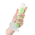 Świecące dildo realistyczne 13cm z dwuwarstwowego silikonu - Dick Glow Zielony