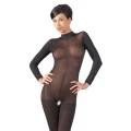 Catsuit z koronkowym kołnierzem, rozmiar S/M, przezroczysty materiał, elegancki styl
