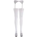 Białe pończochy koronkowe 20 den, 95% poliamid, 5% elastan, eleganckie i komfortowe