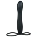 Dildo analne silikonowe czarne z pętlami, 15 cm długości, średnica 1,9-2,5 cm