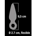 Korek analny z pętlą na palec, przejrzysty, 9,5 cm długości, 2,7 cm średnicy
